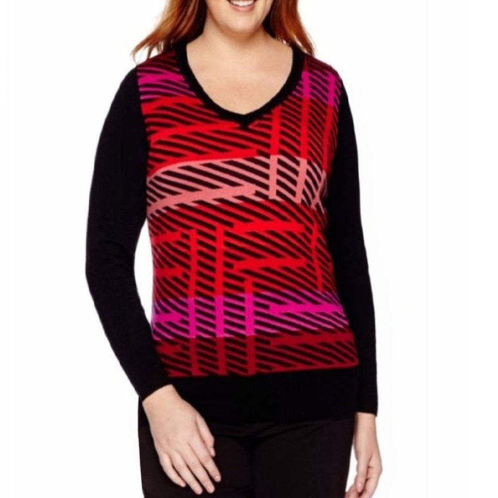 Worthington Geometric Print Sweater